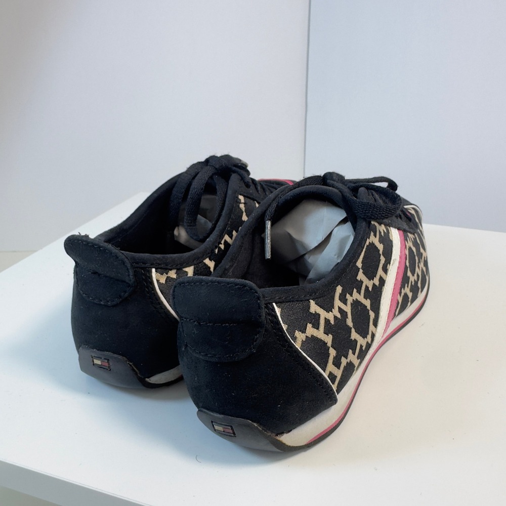Tommy Hilfiger TWPRINCESS Sneakers Womens 7M Black Pink Monogram Logo Lace Up - Picture 8 of 16